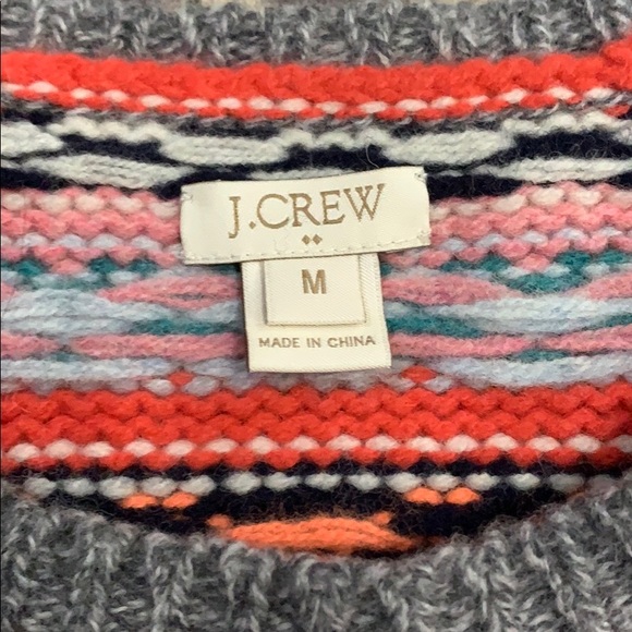 J. Crew Chunky Gray with Orange Sweater - Picture 3 of 9